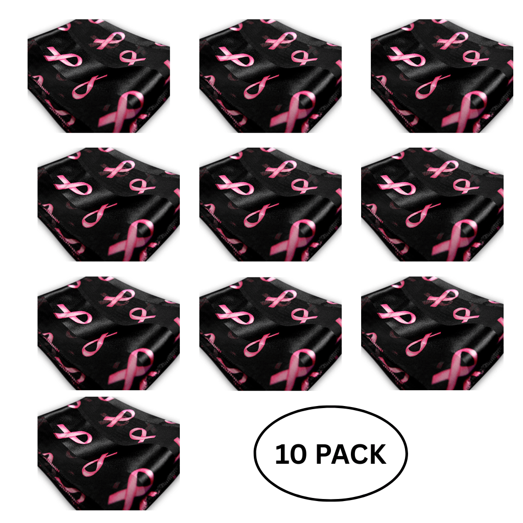 10 Pack Breast Cancer Awareness Ribbon Scarves in Black The Awareness Company