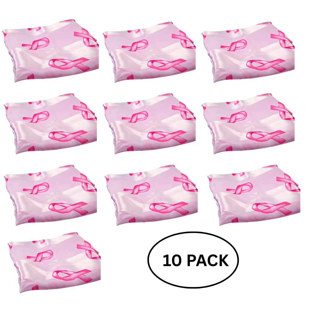 10 Pack Breast Cancer Awareness Ribbon Scarves in Pink The Awareness Company