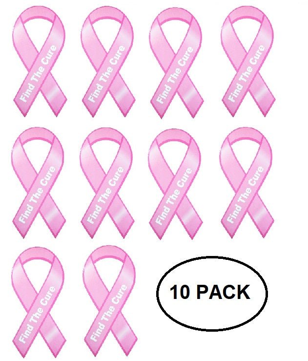10 Pack Breast Cancer Find The Cure Ribbon Car Magnets The Awareness Company