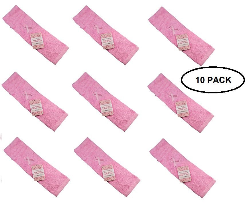 10 Pack Breast Cancer Pink Ribbon Football Athletic Towels The Awareness Company