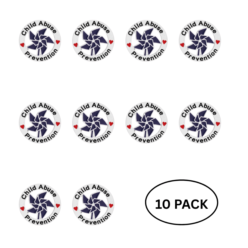 10 Pack Child Abuse Prevention Blue Pinwheel Pins The Awareness Company