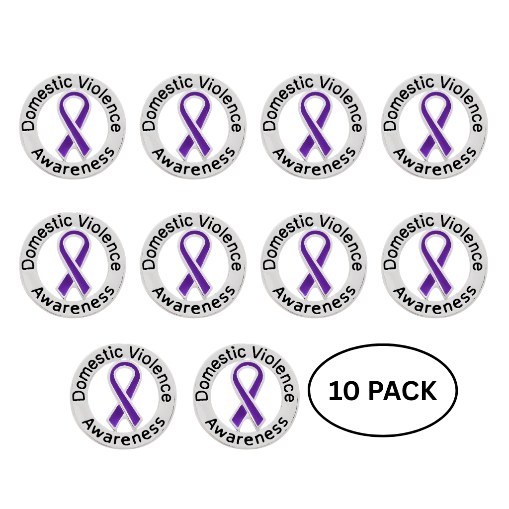 10 Pack Circle Domestic Violence Awareness Ribbon Pins The Awareness Company
