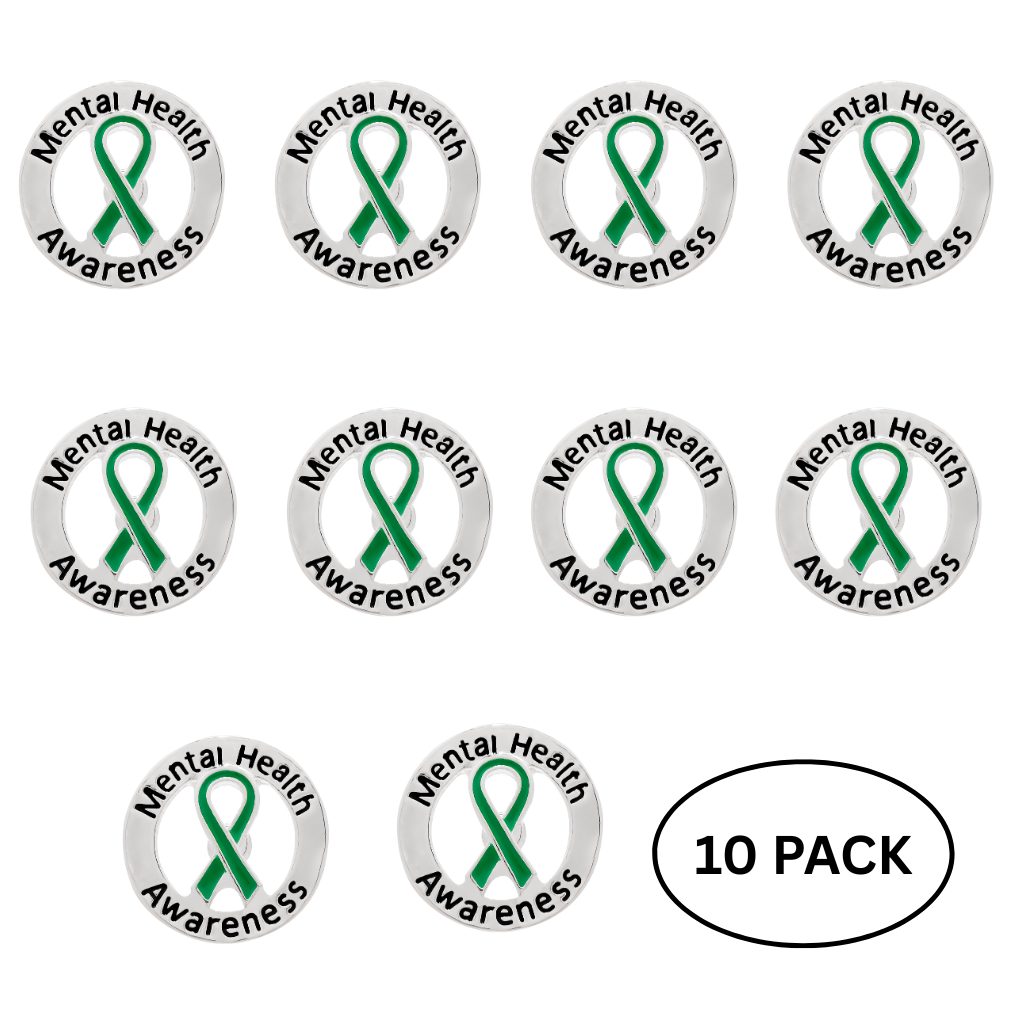 10 Pack Circle Mental Health Awareness Ribbon Pins The Awareness Company