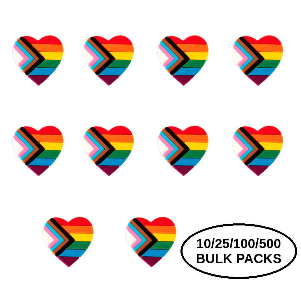 10/25/100/500 Daniel Quasar Flag Heart Silicone Pins The Awareness Company