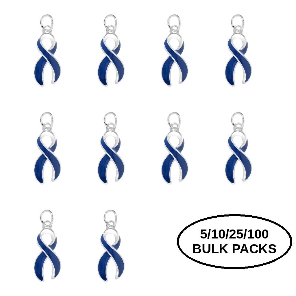 5/10/25/100 Dark Blue Ribbon Awareness Charms The Awareness Company