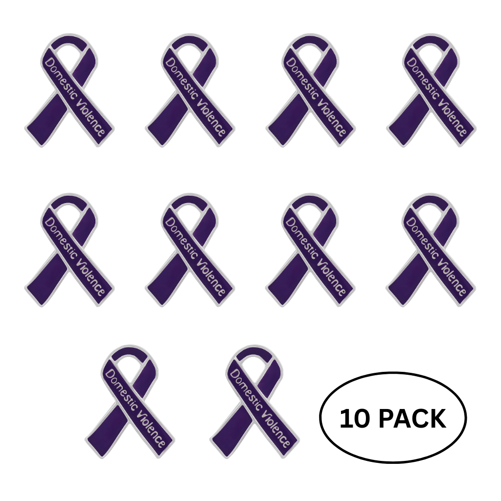 10 Pack Domestic Violence Awareness Ribbon Pins The Awareness Company