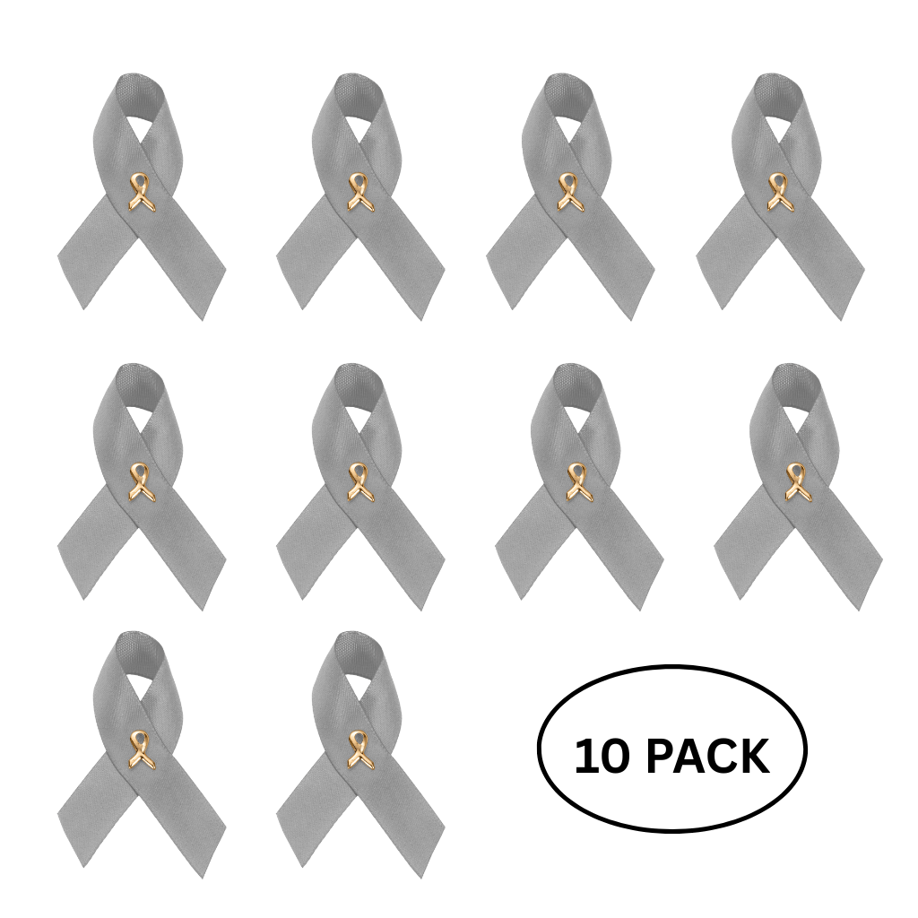 10 Pack Gray Satin Ribbon Pins The Awareness Company