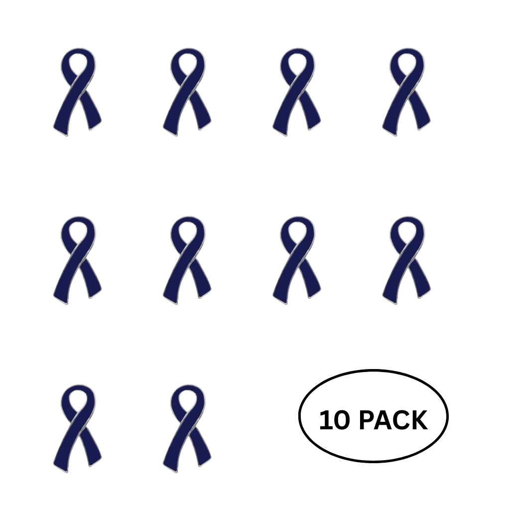 10 Pack Large Dark Blue Ribbon Pins The Awareness Company