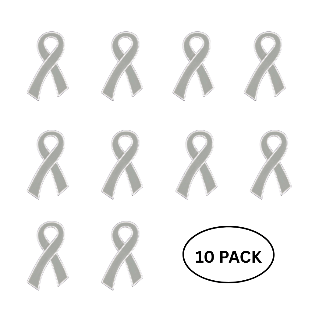 10 Pack Large Flat Gray Ribbon Pins The Awareness Company