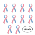 10 Pack Large Pink & Blue Ribbon Pins for Infant Death, SIDS, Miscarriage, Male Breast Cancer The Awareness Company