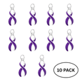 10 Pack Large Purple Ribbon Charms The Awareness Company