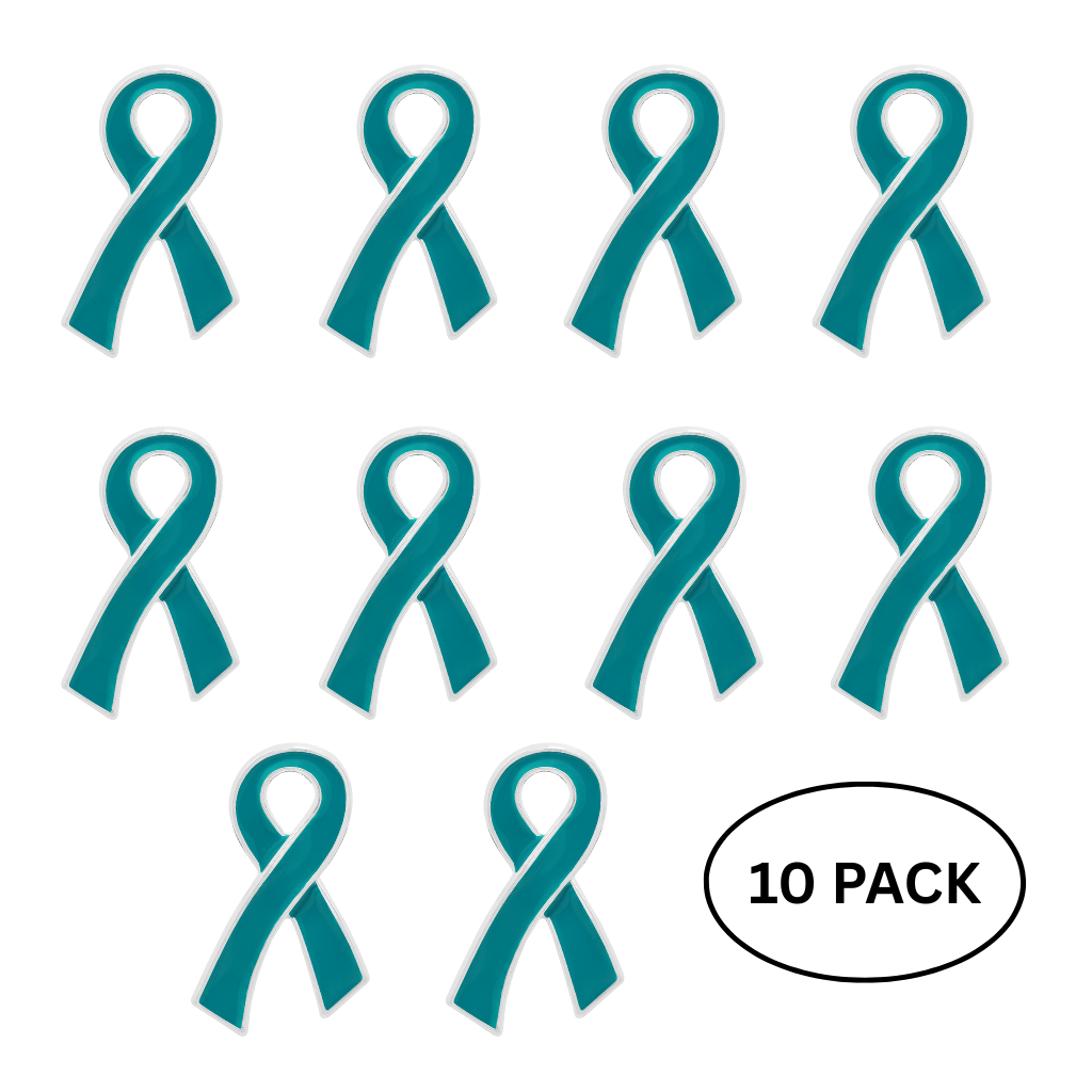 10 Pack Large Teal Ribbon Awareness Pins The Awareness Company