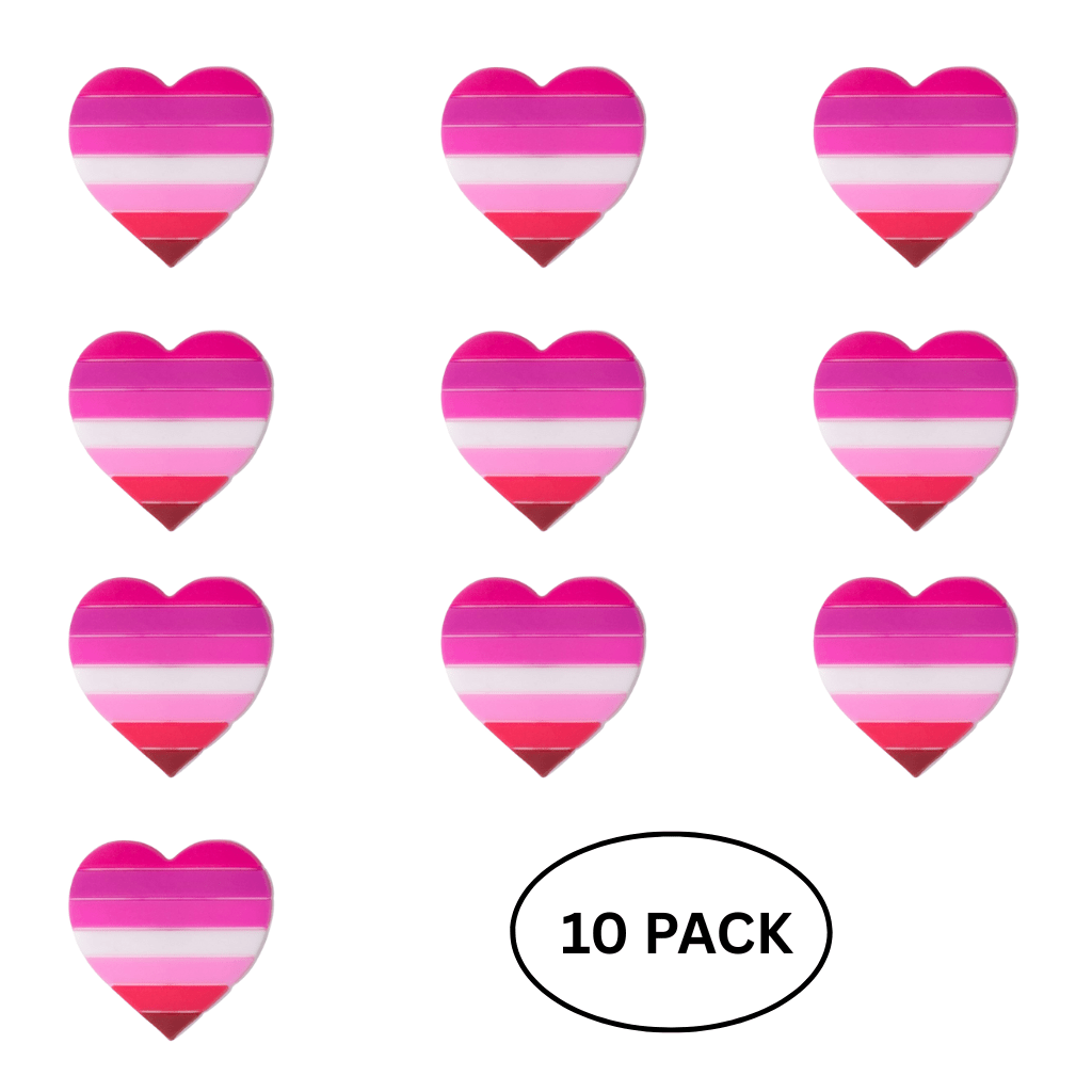 10 Pack Lesbian Flag Heart Silicone Pins The Awareness Company