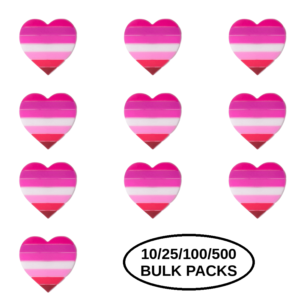 10/25/100/500 Lesbian Flag Heart Silicone Pins The Awareness Company