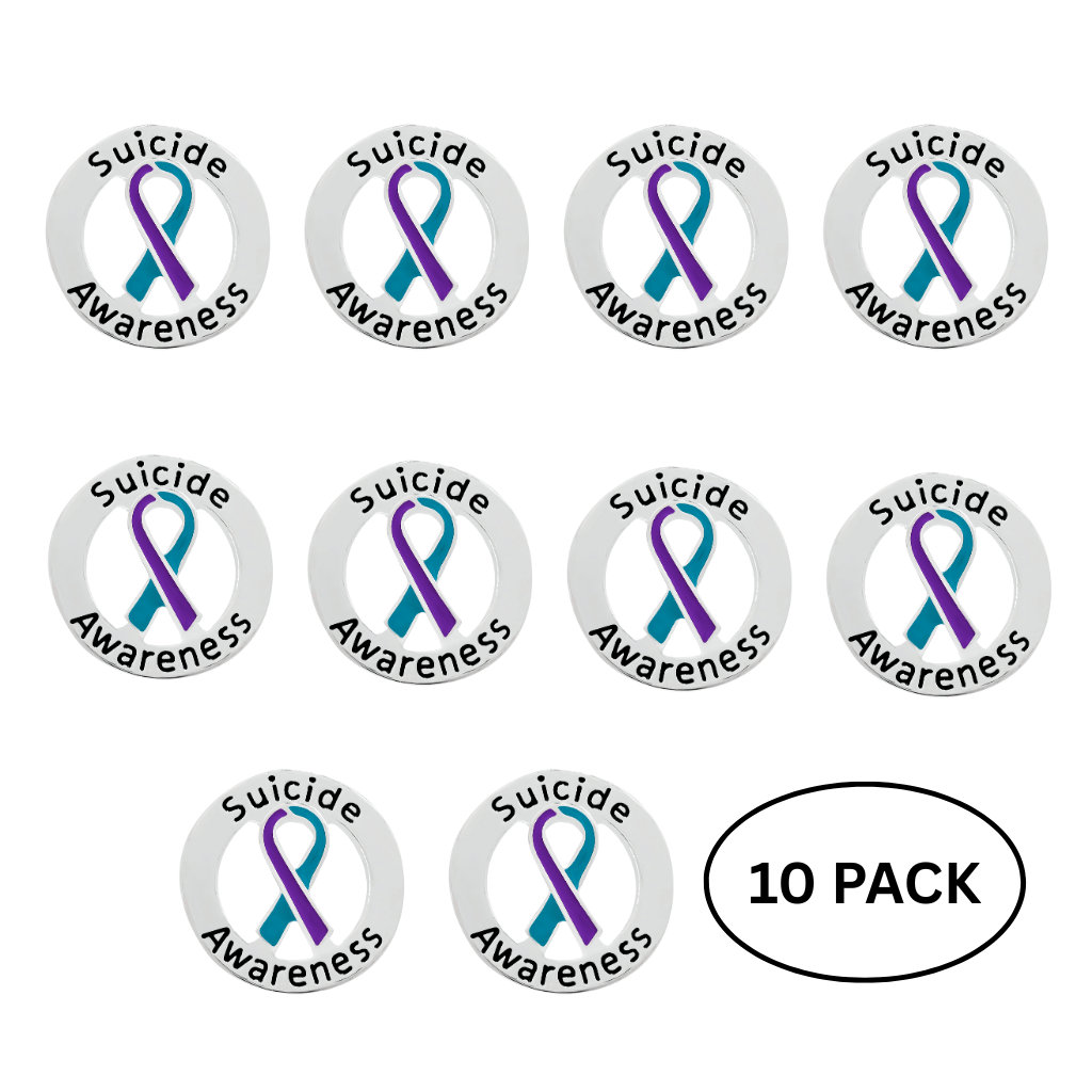 10 Pack of Circle Suicide Awareness & Prevention Pins The Awareness Company