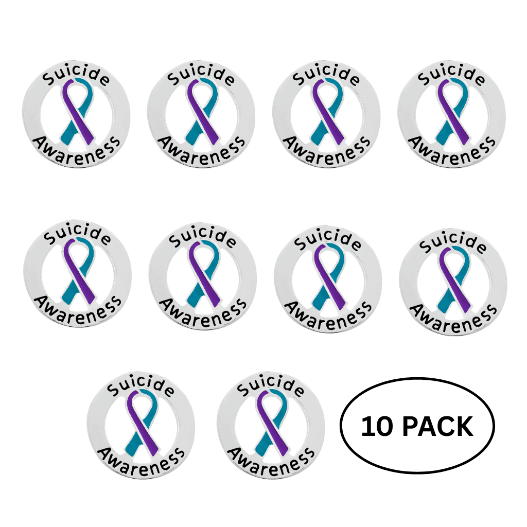 10 Pack of Circle Suicide Awareness & Prevention Pins The Awareness Company