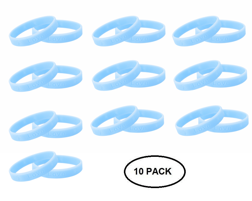 Light Blue Silicone Bracelets for Prostate Cancer, Graves Disease The Awareness Company