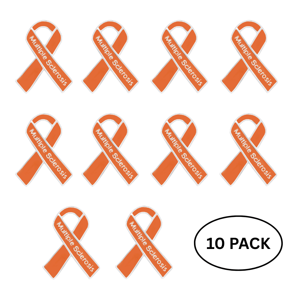 10 Pack of Multiple Sclerosis Awareness Orange Ribbon Pins The Awareness Company