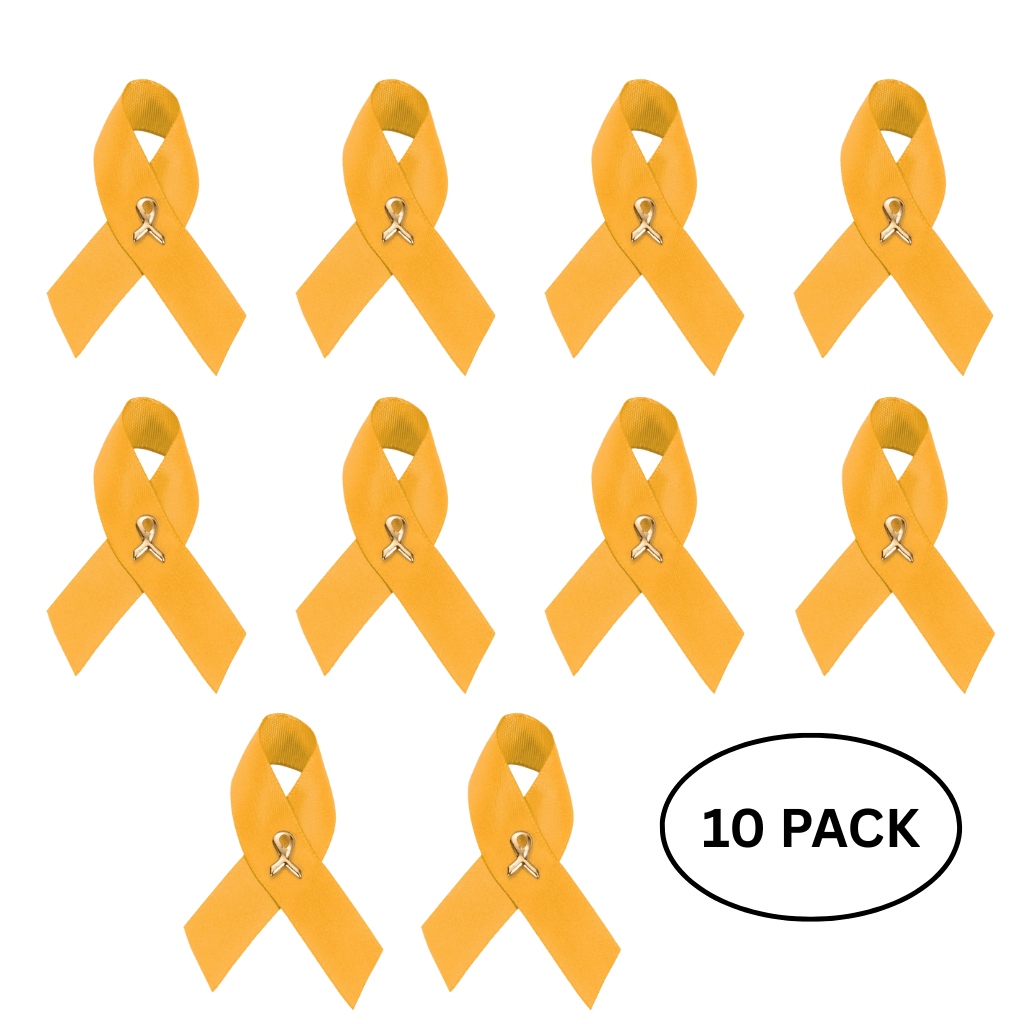 10 Pack of Satin Gold Ribbon Awareness Pins The Awareness Company