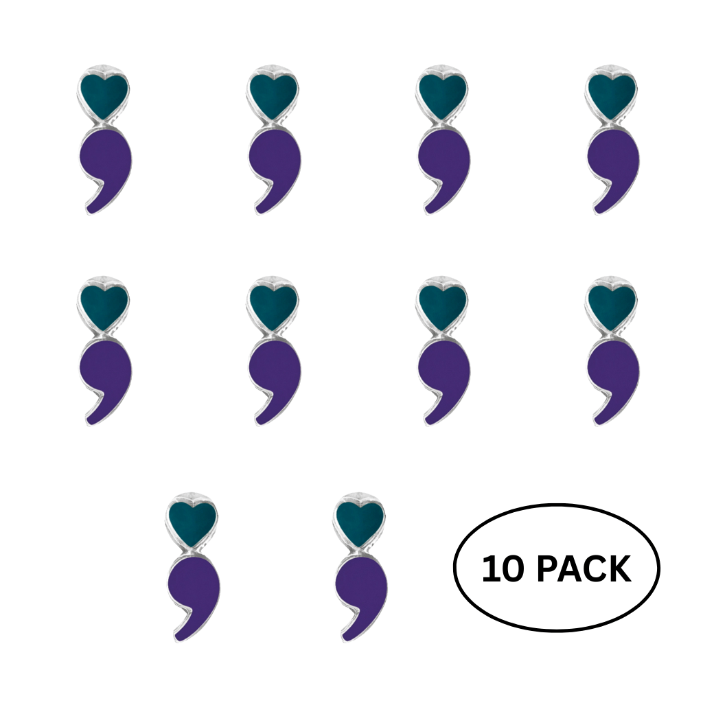 10 Pack of Semicolon Suicide Prevention & Awareness Lapel Pins The Awareness Company