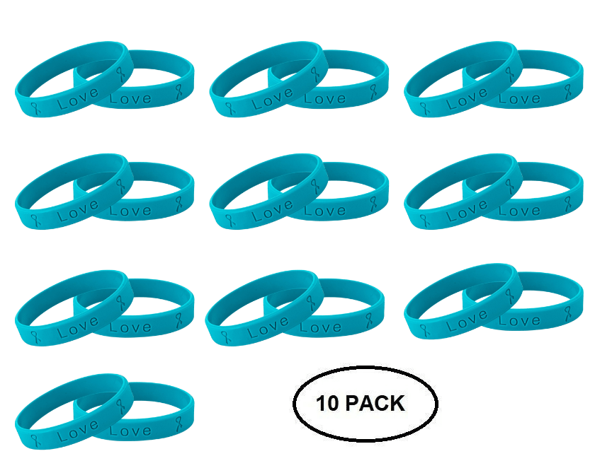 Teal Silicone Bracelets for Ovarian Cancer, PTSD, Rape The Awareness Company