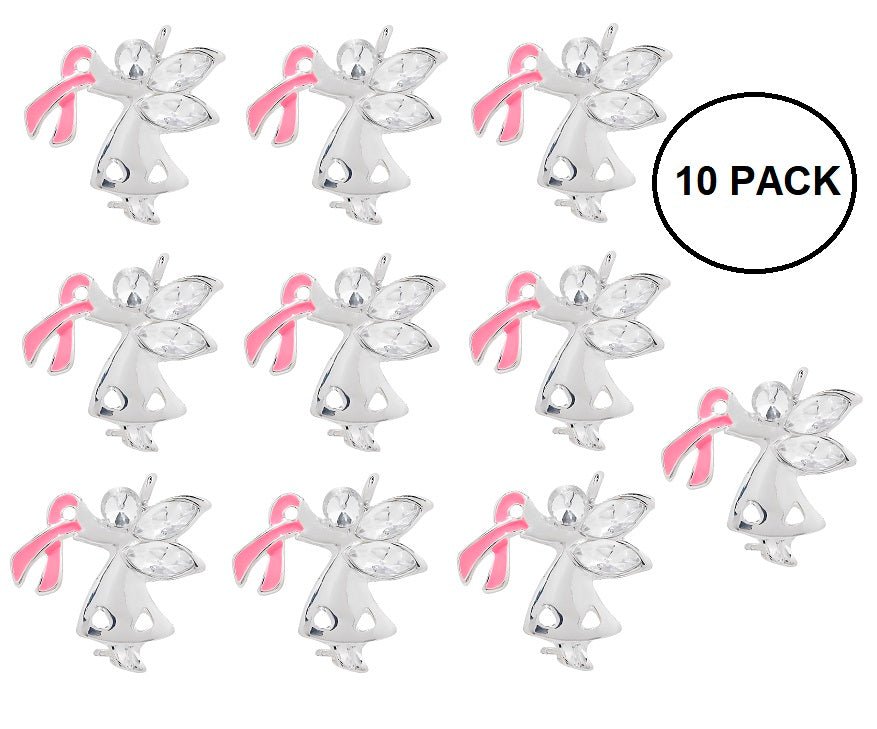 10 Pack Pink Ribbon Angel Pins The Awareness Company