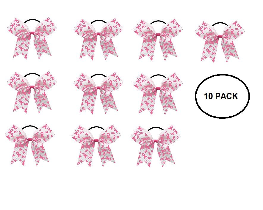 10 Pack Pink Ribbon Hair Bows The Awareness Company