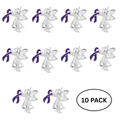 10 Pack Purple Ribbon Angel By My Side Pins The Awareness Company