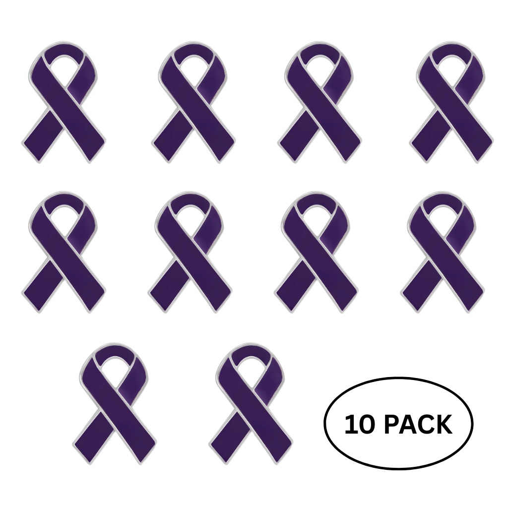 10 Pack Purple Ribbon Awareness Pins The Awareness Company