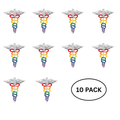 10 Pack Rainbow Caduceus Pins The Awareness Company