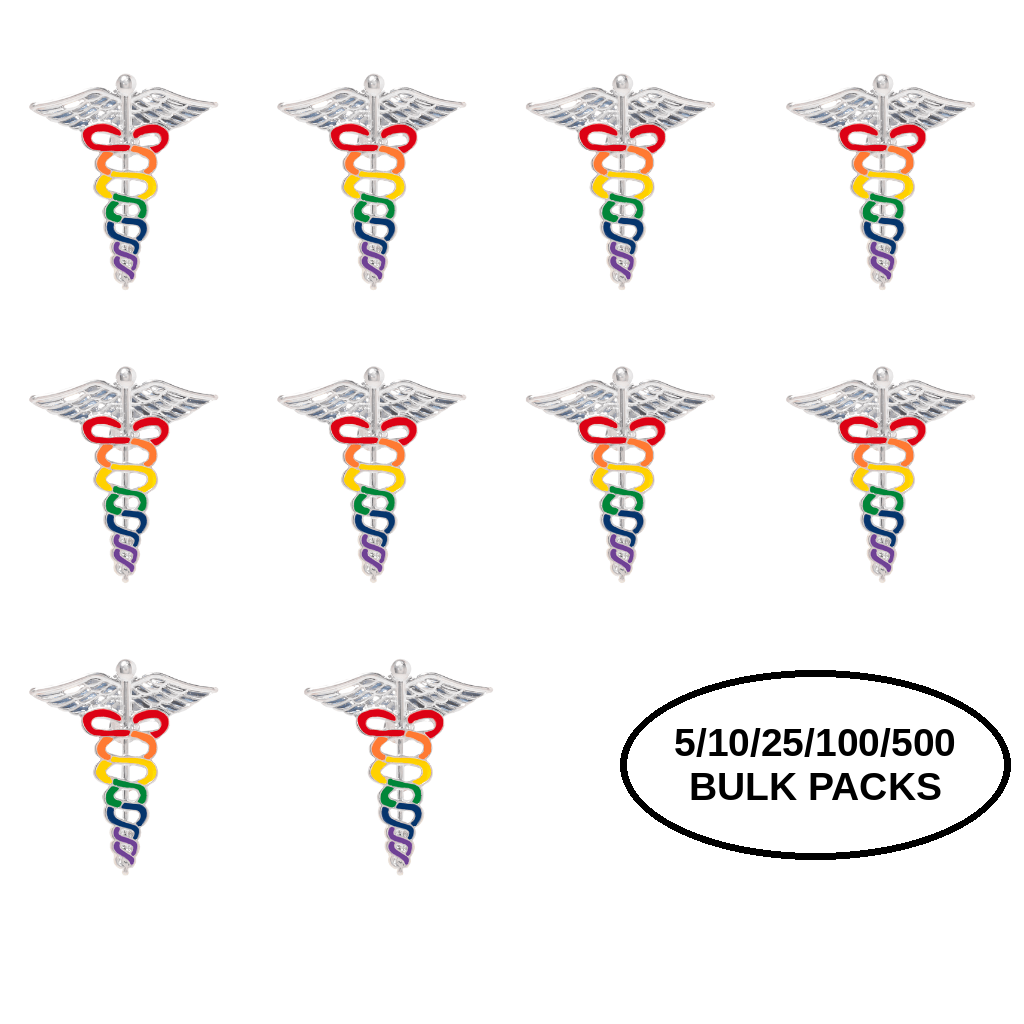 5/10/25/100 Rainbow Caduceus Pins The Awareness Company