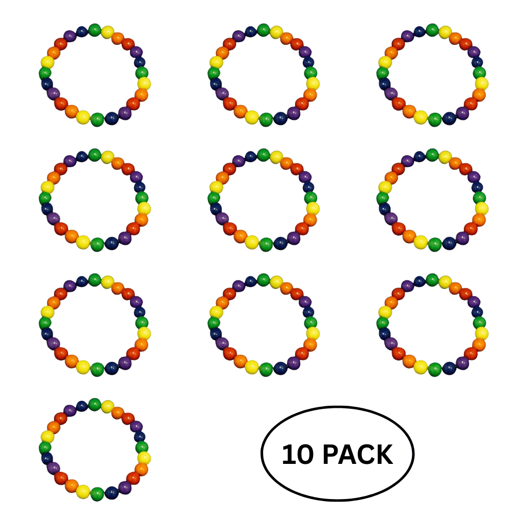 10 Pack Rainbow Colored Beaded Bracelets The Awareness Company