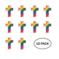 10 Pack Rainbow Cross Shaped Pins The Awareness Company