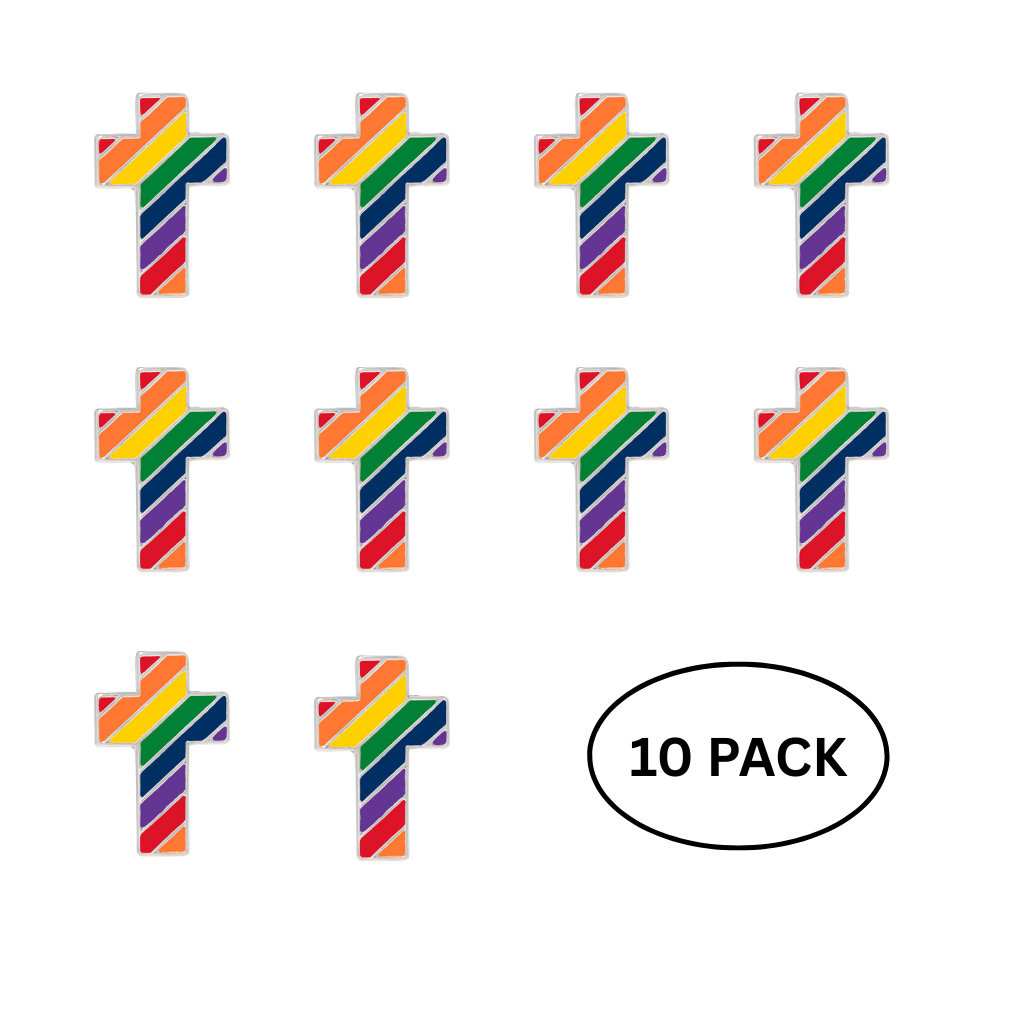 10 Pack Rainbow Cross Shaped Pins The Awareness Company