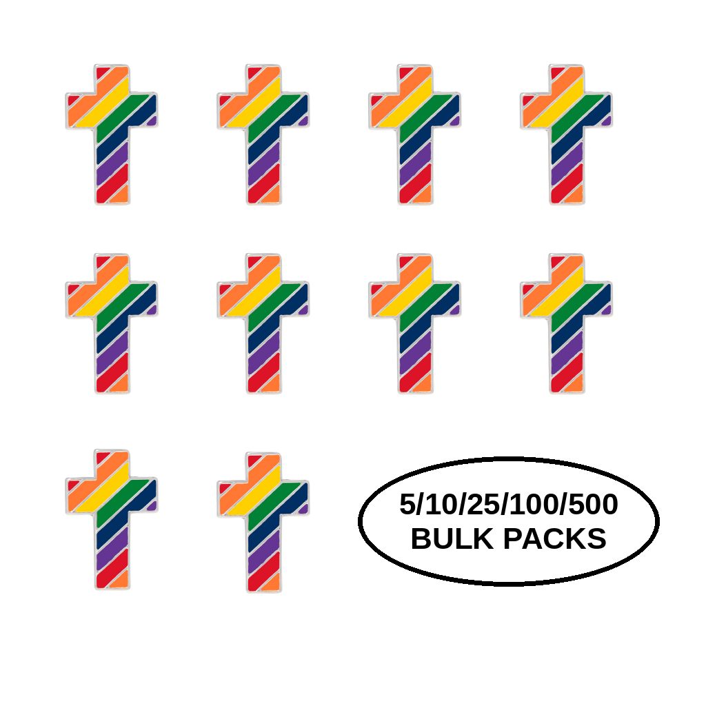 5/10/25/100 Rainbow Cross Shaped Pins The Awareness Company