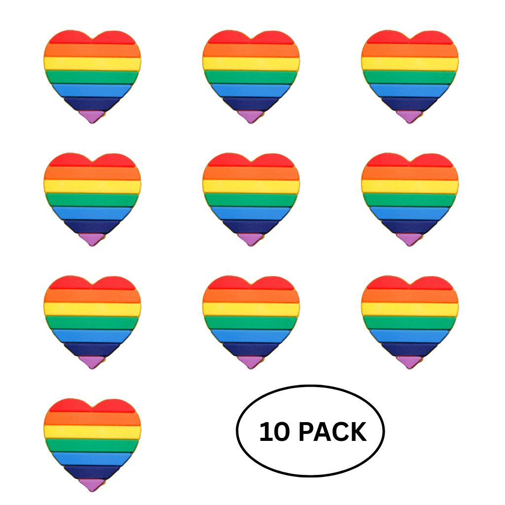 10 Pack Rainbow Heart Silicone Pins The Awareness Company