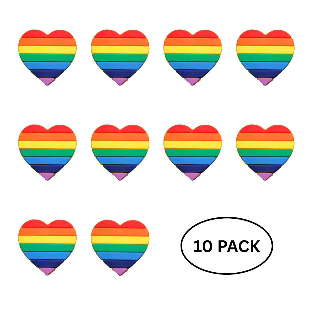 10 Pack Rainbow Heart Silicone Pins The Awareness Company