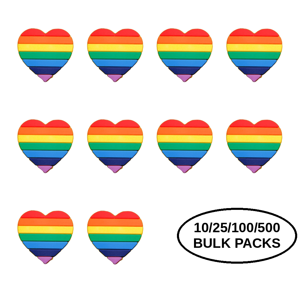10/25/100/500 Rainbow Heart Silicone Pins The Awareness Company