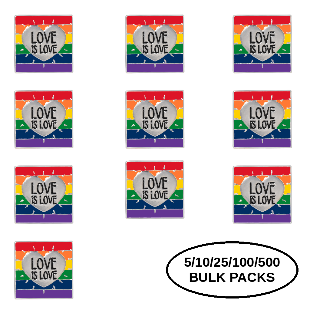 5/10/25/100 Rainbow Love Is Love LGBTQ Pins The Awareness Company