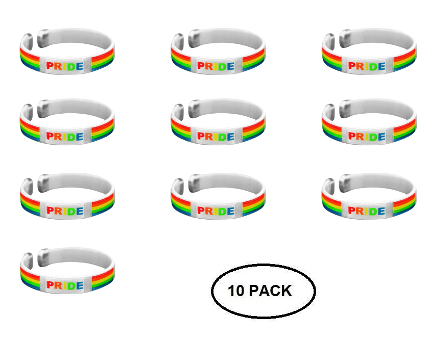 10 Pack Rainbow PRIDE Bangle Bracelets The Awareness Company