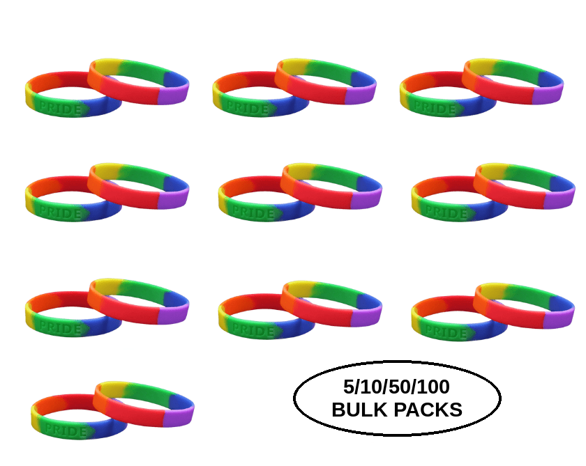 5/10/50/100 Rainbow PRIDE Silicone Bracelets The Awareness Company