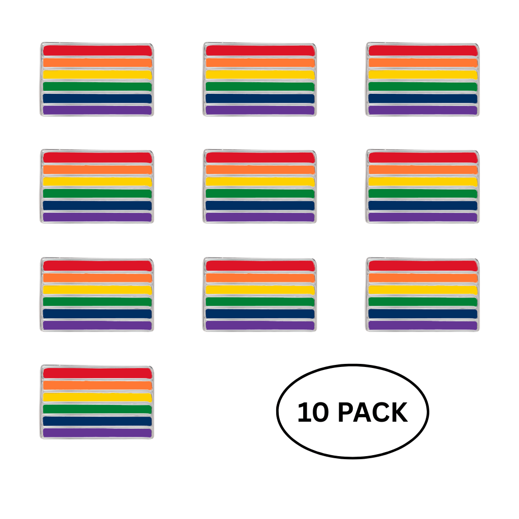 10 Pack Rectangle Rainbow Flag Pins The Awareness Company