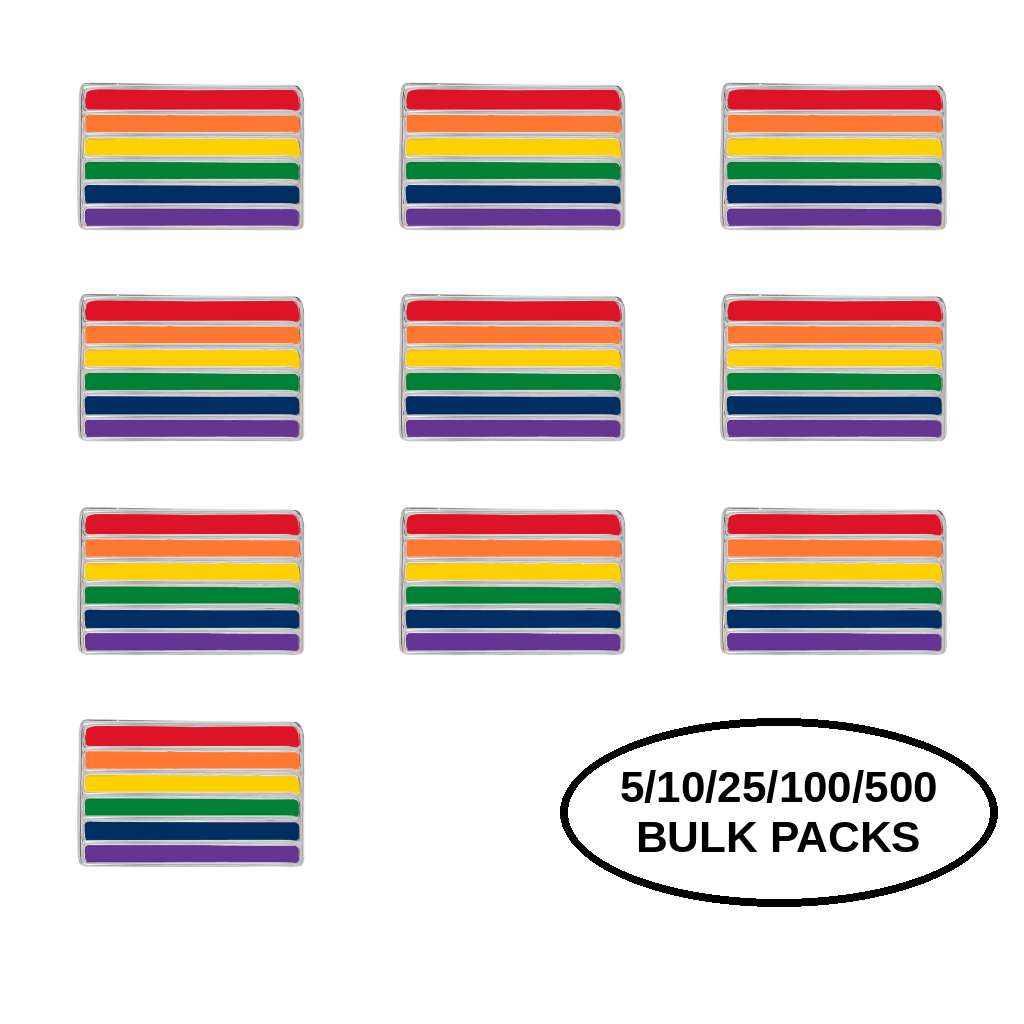 5/10/25/100 Rectangle Rainbow Flag Pins The Awareness Company