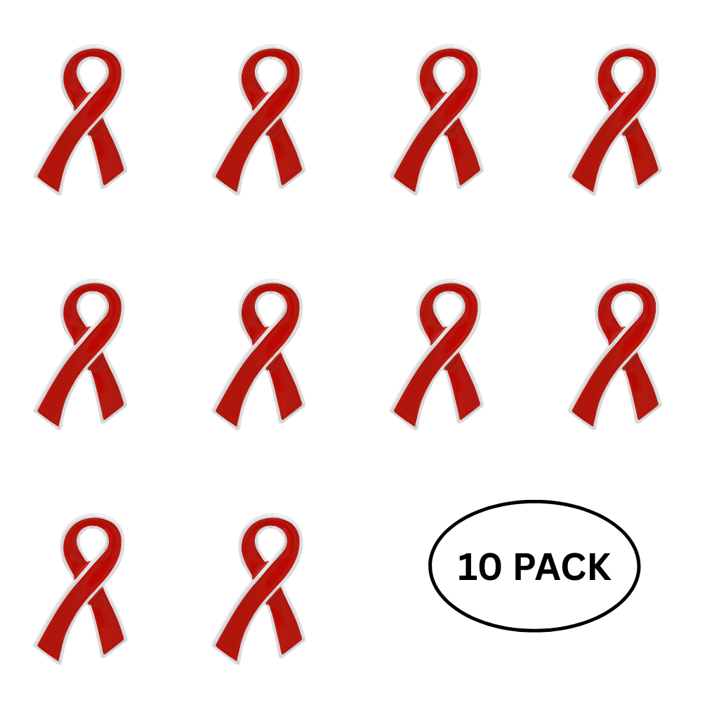 10 Pack Red Ribbon Awareness Pins The Awareness Company