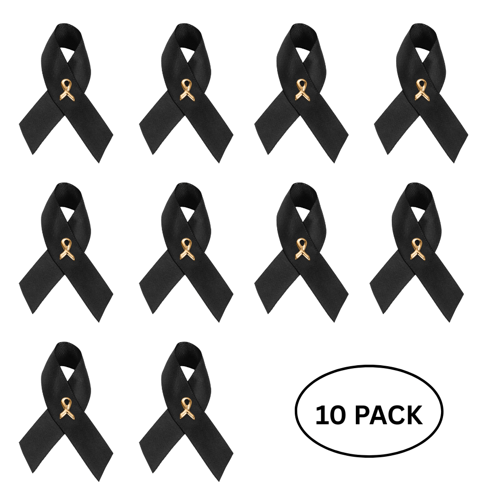 10 Pack Satin Black Ribbon Awareness Pins The Awareness Company
