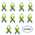 10 Pack Satin Blue & Yellow Ribbon Pins The Awareness Company