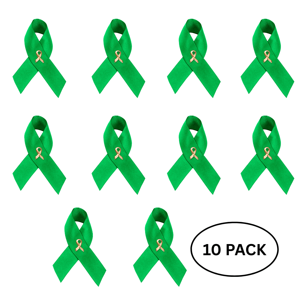 10 Pack Satin Green Ribbon Pins The Awareness Company