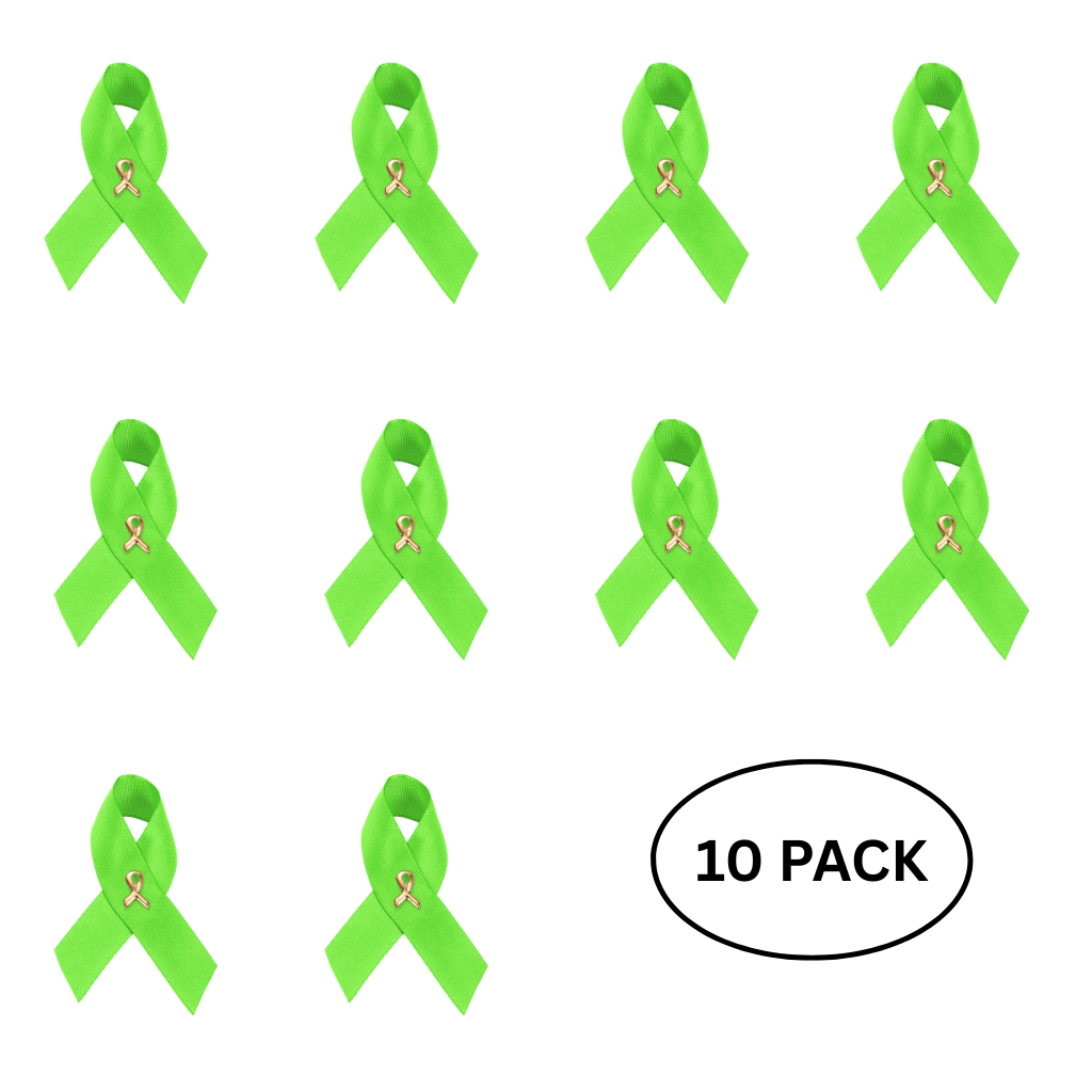 10 Pack Satin Lime Green Awareness Ribbon Pins The Awareness Company
