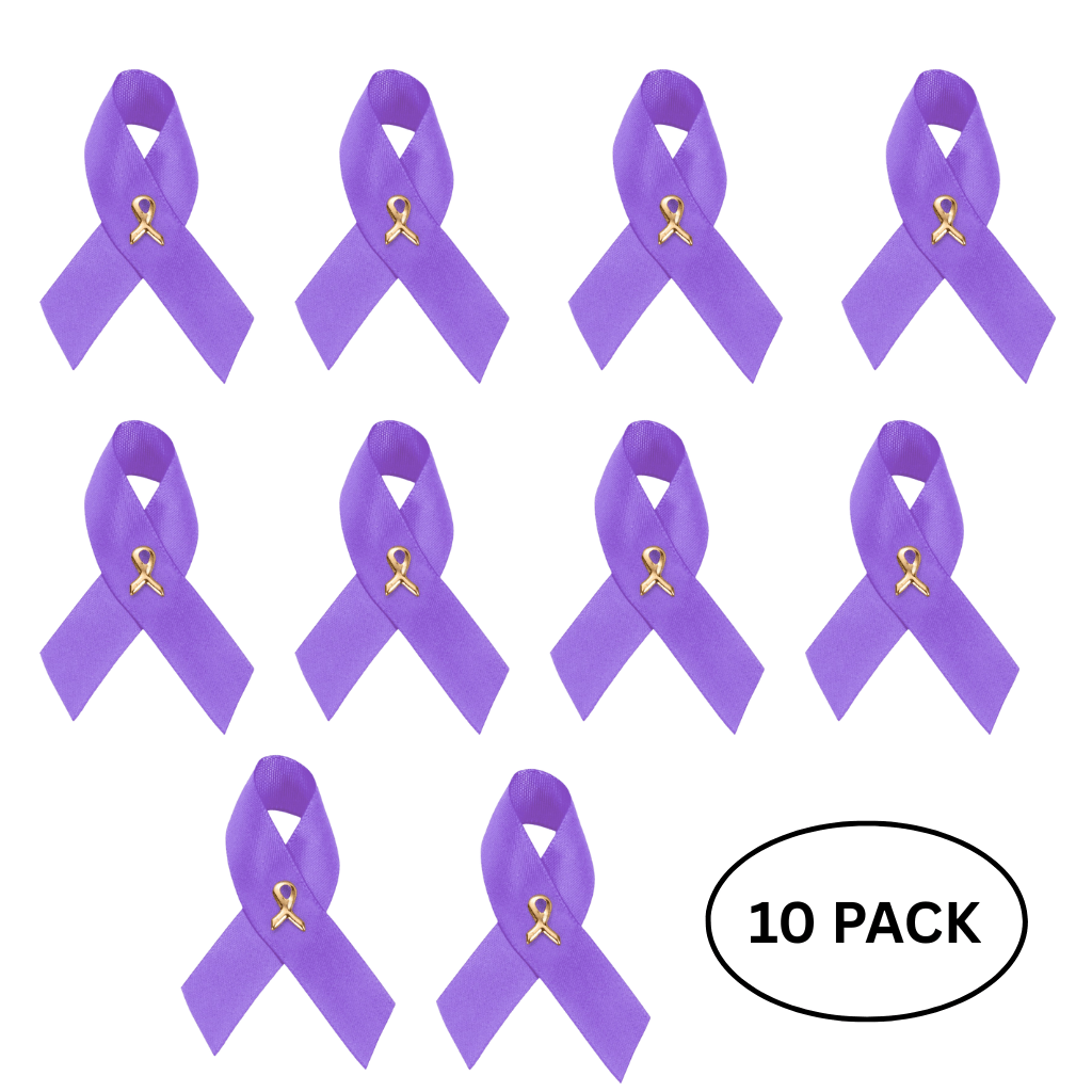 10 Pack Satin Purple Ribbon Awareness Pins The Awareness Company