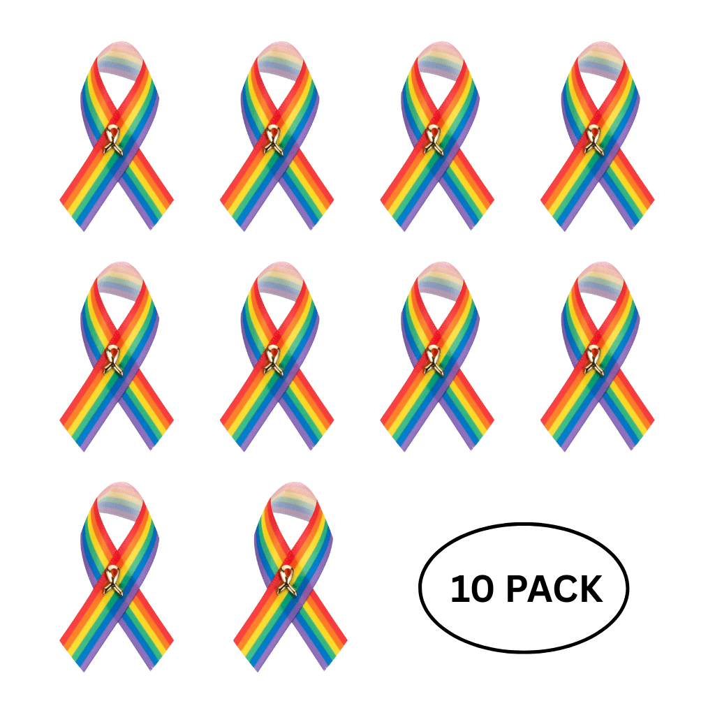 10 Pack Satin Rainbow Ribbon Pins The Awareness Company